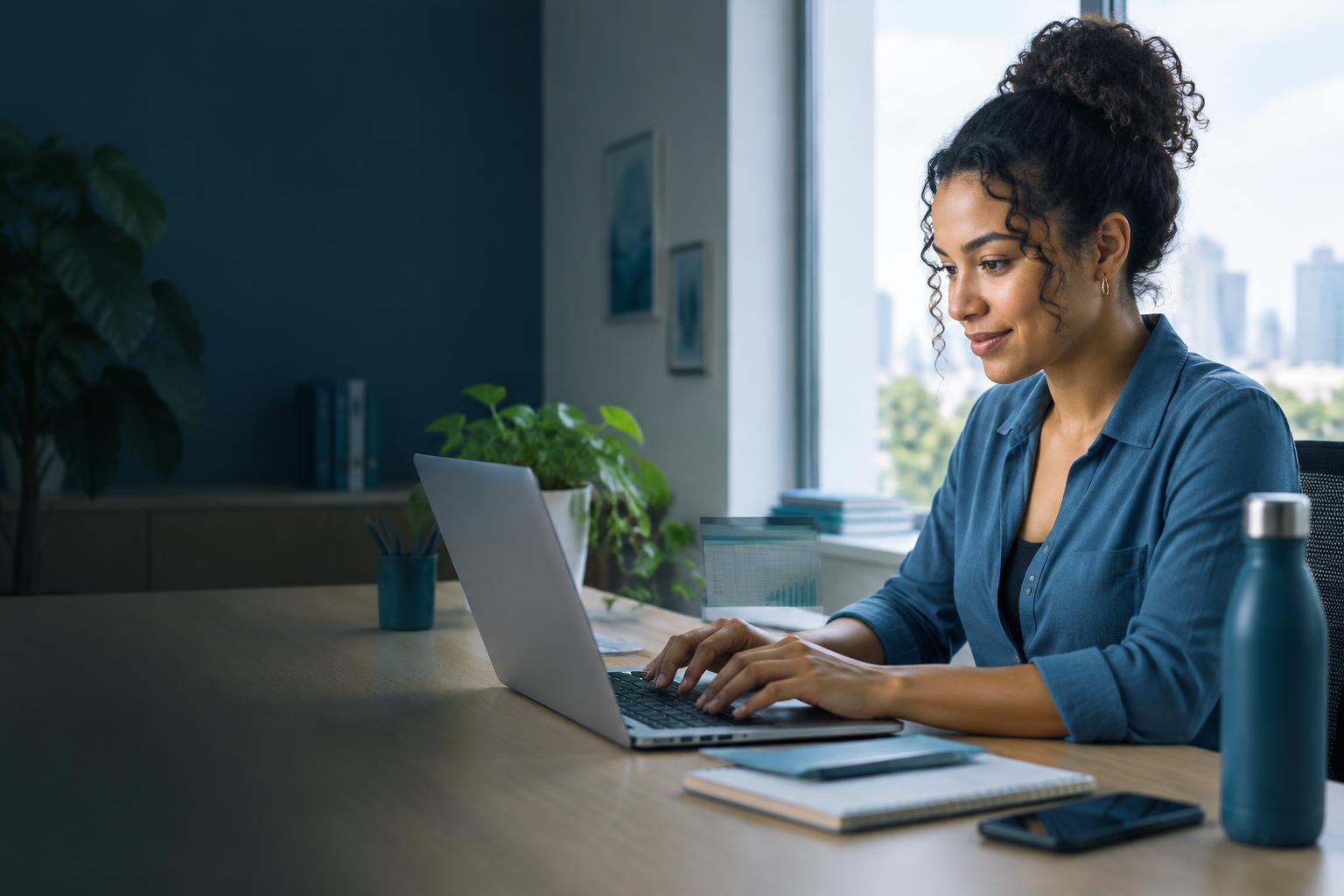 Profissional desenvolvendo habilidades digitais no computador
